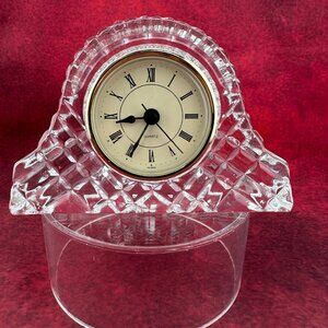 VINTAGE HAUSIN FINE 24% LEAD CRYSTAL QUARTZ CLOCK, HAND CUT FACETS, DOME STYLE